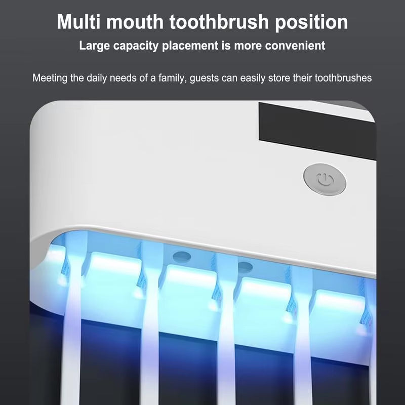 Toothbrush Cleaner Holder UV Light Tooth Brush Holder Toothpaste Dispenser LCD Digital Display Bathroom Supplies USB